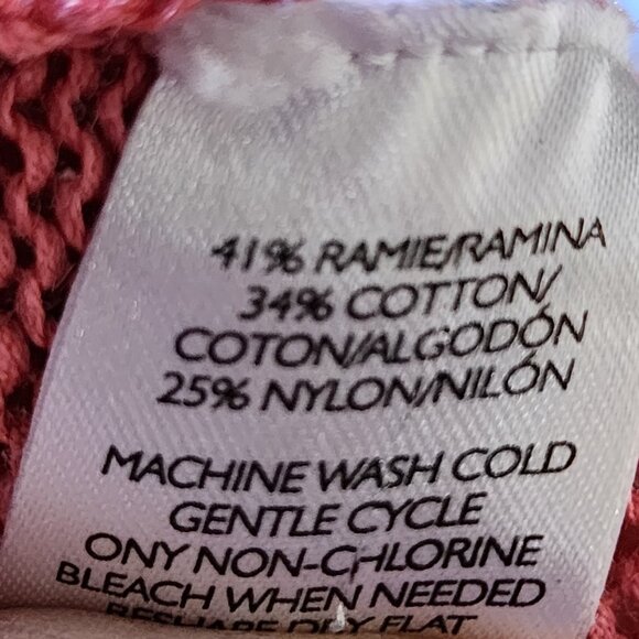 LOFT Coral Pink Ramie Cotton Blend Knit Lace Up Front Sweater - Picture 6 of 6